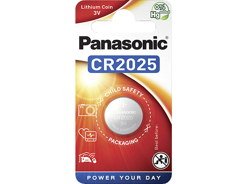 Neue Ankünfte für 2024 PANASONIC 2B370597 CR2025L/1BP Volt CR2025 Lithium Metall, Knopfzelle, 3