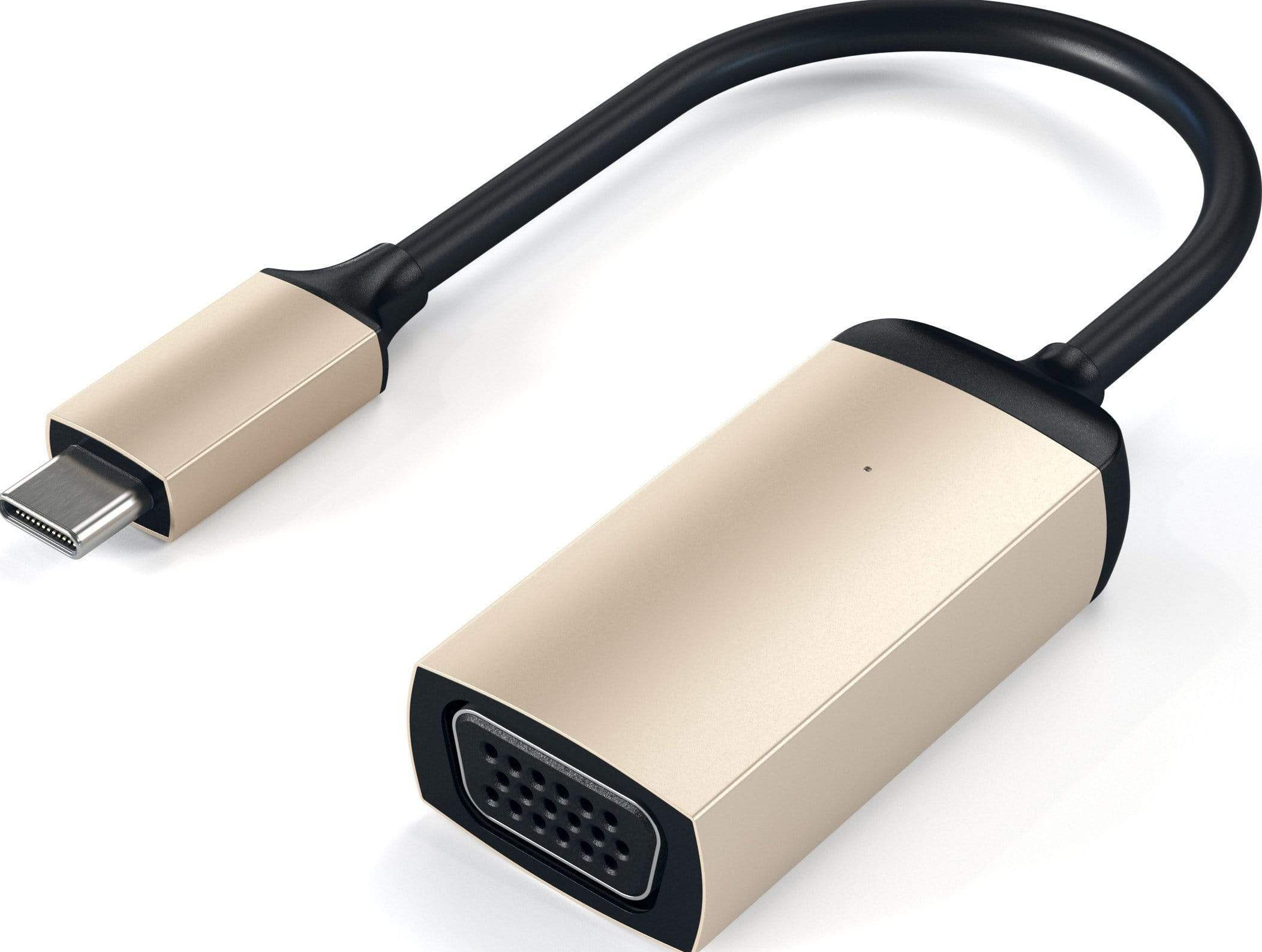 USB-C-auf-VGA-Adapterkabel, gold und schwarz.