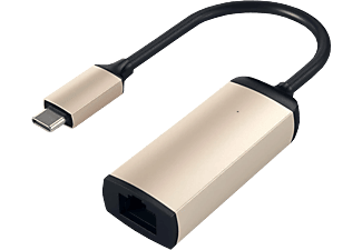 SATECHI ST-TCENG - Adapter USB-C zu Ethernet (Schwarz/Gold)