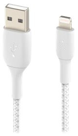 Un câble USB vers lightning blanc.
