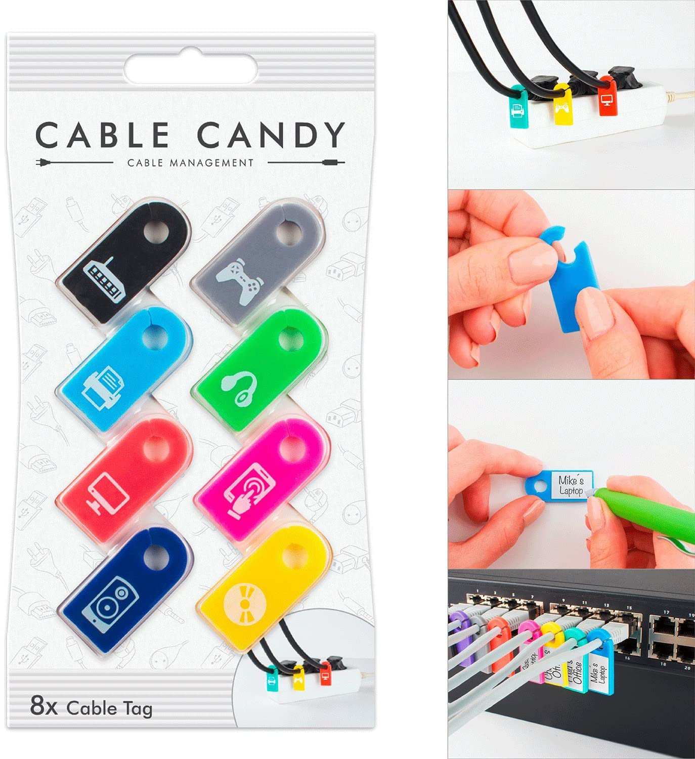 CABLE CANDY Cable Tag Mix - Marcatura dei cavi (Multicolore)