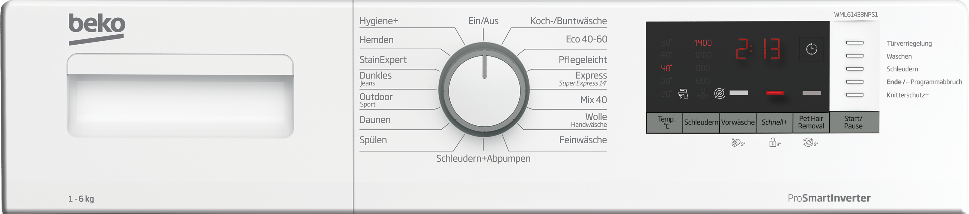BEKO WML61433NPS1 Waschmaschine (6 kg, 1400 U/Min., D)