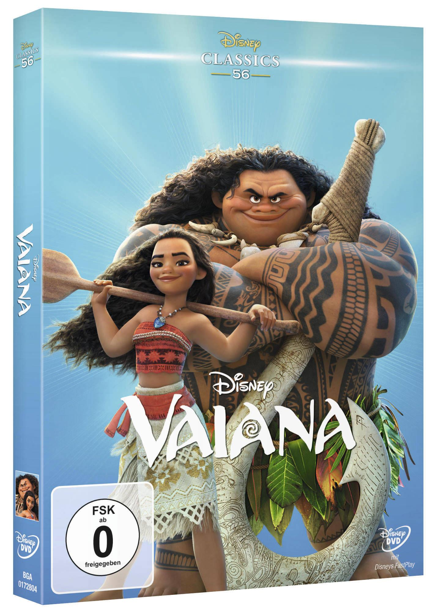 DVD-Cover des Animationsfilms Moana. Die Charaktere Maui und Moana sind abgebildet.