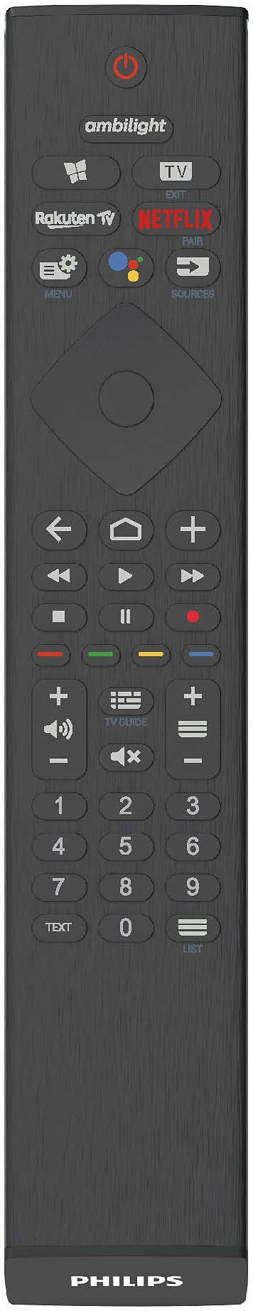 Fekete Philips távirányító különböző gombokkal.