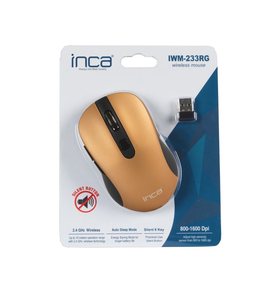 INCA IWM-233RG 1600 Dpi Silent Wireless Sessiz Kablosuz Mouse Gold