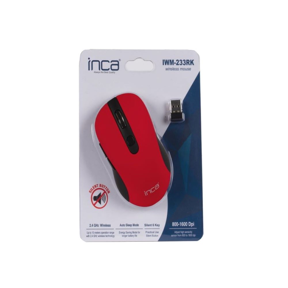 INCA IWM-233RK 1600 Dpi Sessiz Wireless Kablosu Mouse Kırmızı