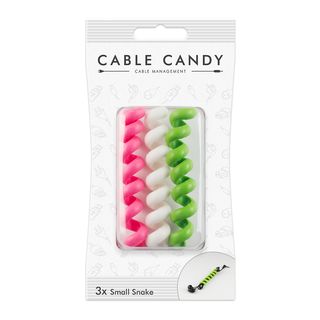 CABLE CANDY Small Snake - Attache-câbles en spirale (Rose/Blanc/Vert)