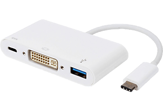 ROLINE 12.02.1130 - Adaptateur USB-C vers USB-C/USB-A/DVI-D, 10 cm, Argent