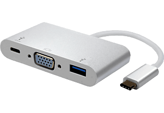 ROLINE 12.03.3201 - Adattatore USB-C a USB-C/USB-A/VGA, 10 cm, Argento