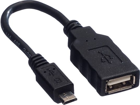ROLINE 11.02.8311 - Câble adaptateur USB-A vers Micro-USB, 15 cm, 480 Mbit/s, Noir
