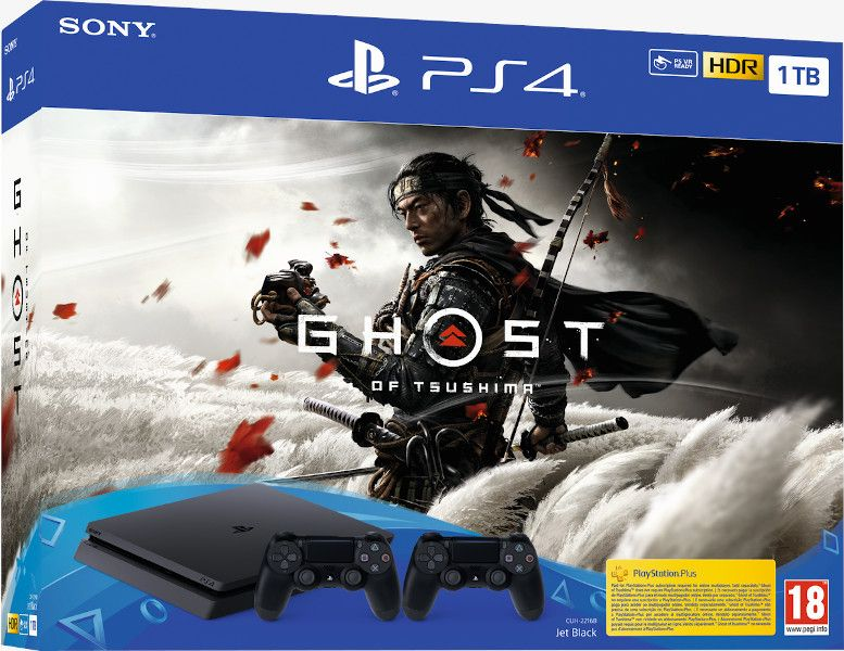 Consola - PS4 Slim 1 TB + Ghost Of Tsushima‎ + 2 DualShock 4