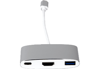 LMP 15090 - Adapter USB-C zu HDMI/USB 3.0/USB-C (Silber/Weiss)