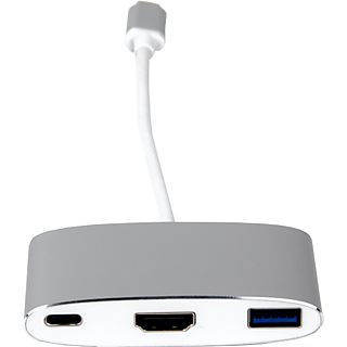 LMP 15090 - Adattatore USB-C a HDMI/USB 3.0/USB-C (Argento/Bianco)