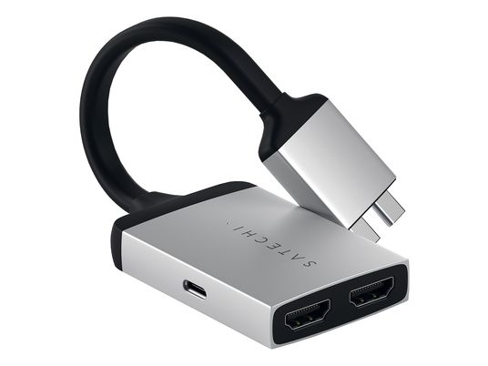 SATECHI ST-TCDHAS - Adapter USB-C zu 2x HDMI (Silber/Schwarz)