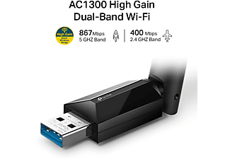 TP-LINK Archer T3U Plus, AC1300 Mbps, Çift Bant, USB 3.0, Yüksek Çekim Güçlü Wi-Fi 5 USB Adaptör