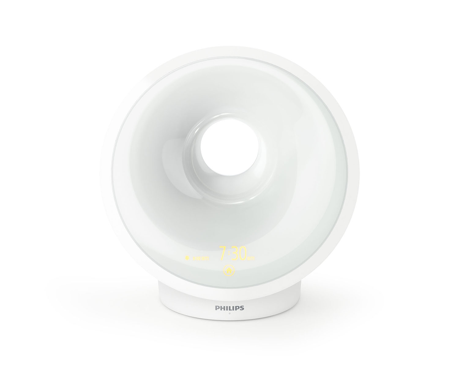 Een witte Philips Wake-Up Light wekker.