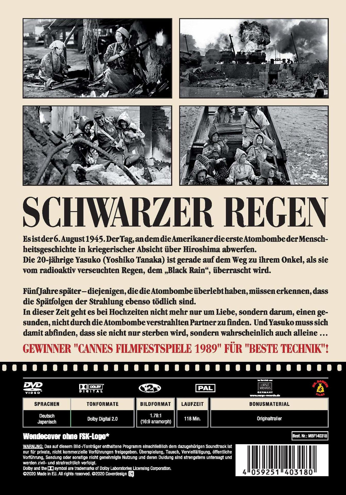 DVD-Rückseite in Schwarzweiß mit Bildern und Text.