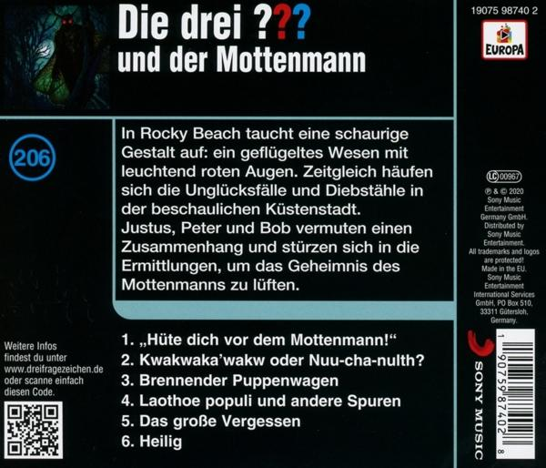 Die Rückseite einer deutschen Audio-CD mit Werbung für eine "Die drei ???"-Episode.