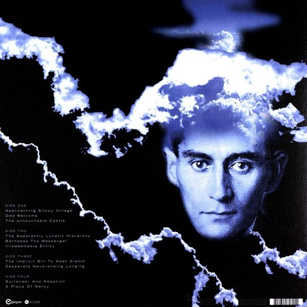 Albumcover mit einem Gesicht und Wolken, mit Titelliste für Seite eins, zwei, drei und vier.