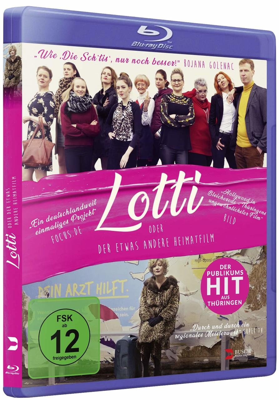 Blu-ray-Disc-Cover für 'Lotti'. Zeigt eine Gruppe von Leuten und Werbetext.