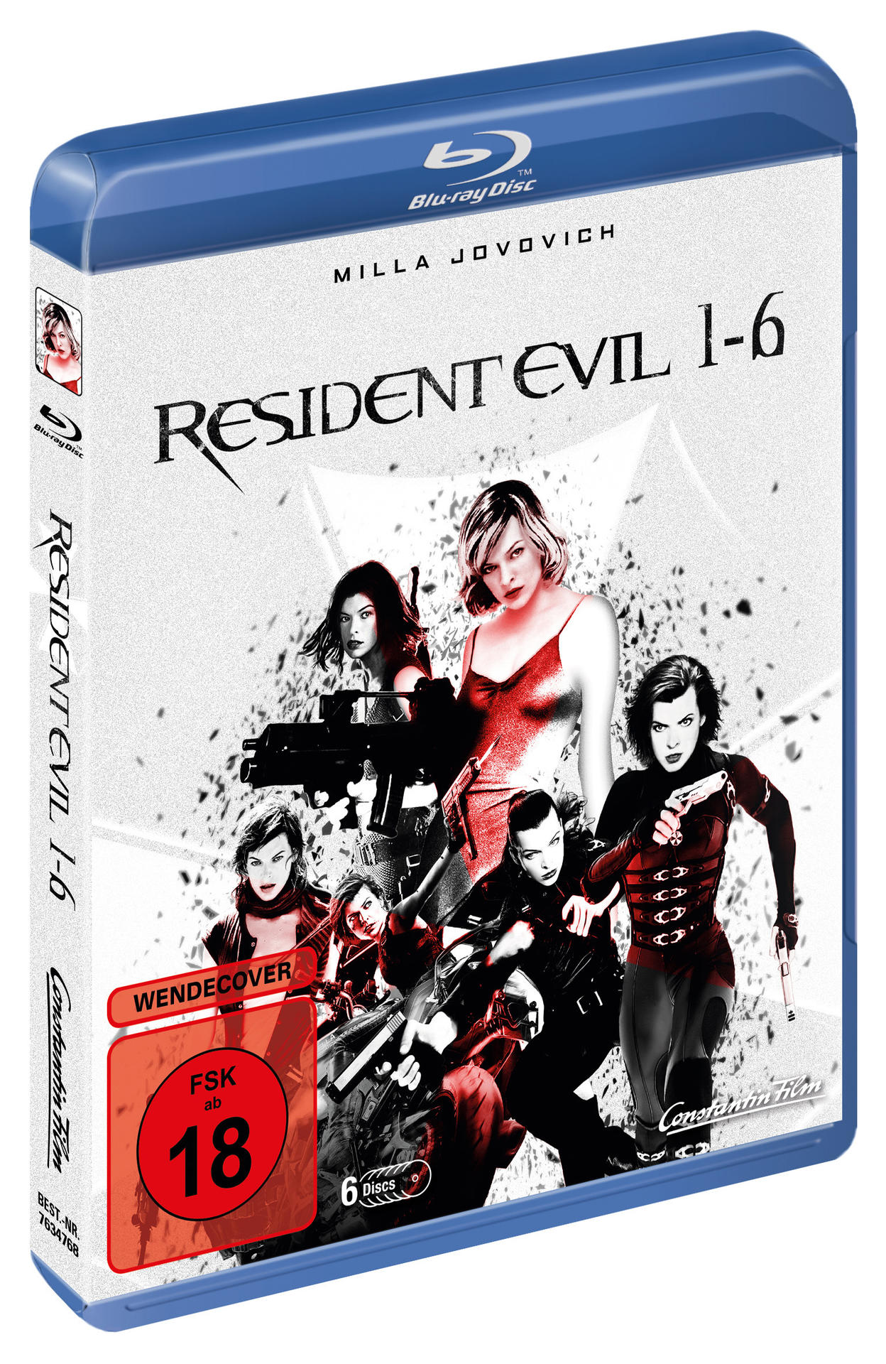 Resident Evil 1-6 Blu-ray Cover mit Charakterbildern.