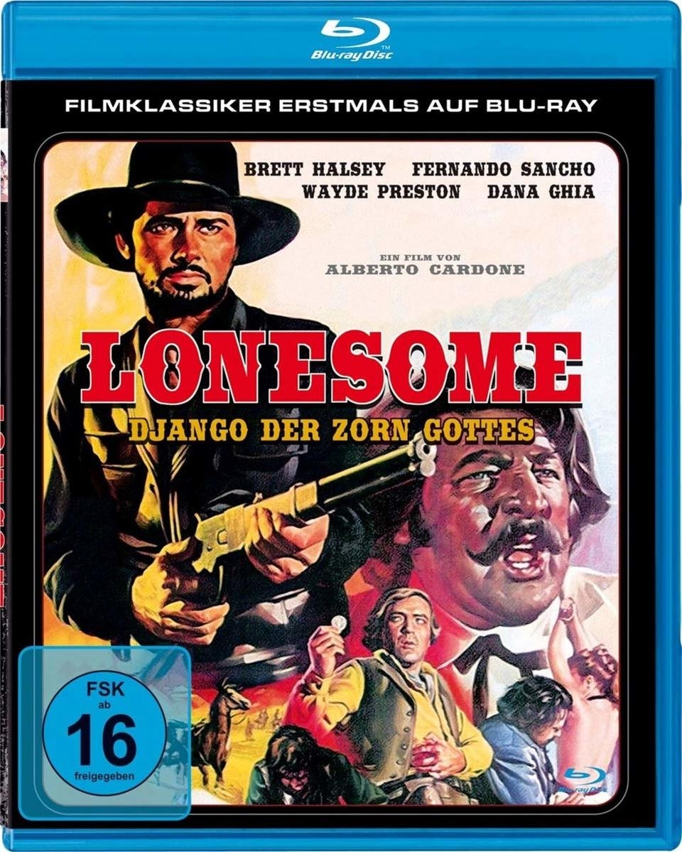 Filmposter. Ein Mann hält eine Schrotflinte, zwei weitere Männer. Text: Lonesome.