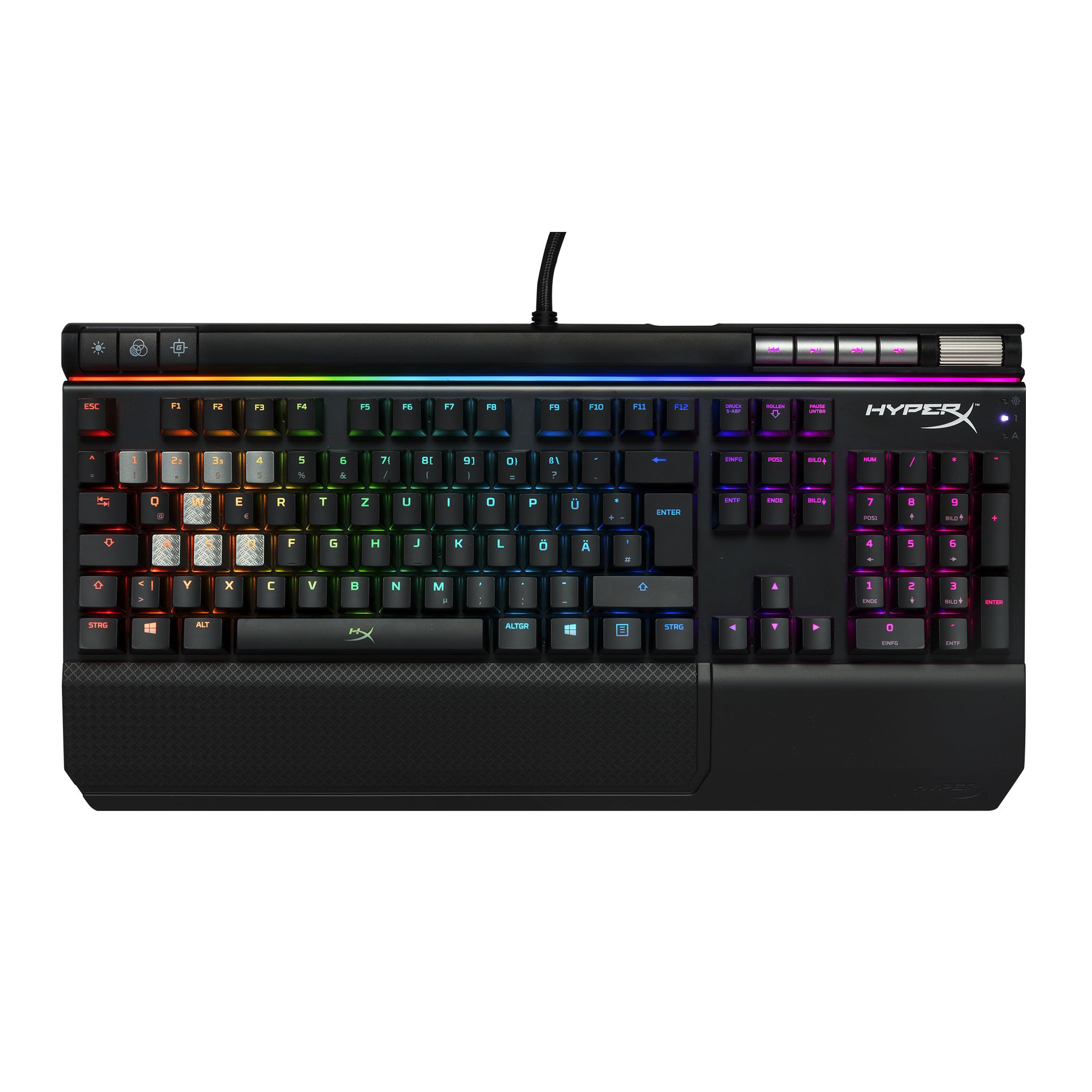 HYPERX Alloy Elite RGB-MX, Gaming Tastatur, Mechanisch, Cherry MX Blue, kabelgebunden, Schwarz