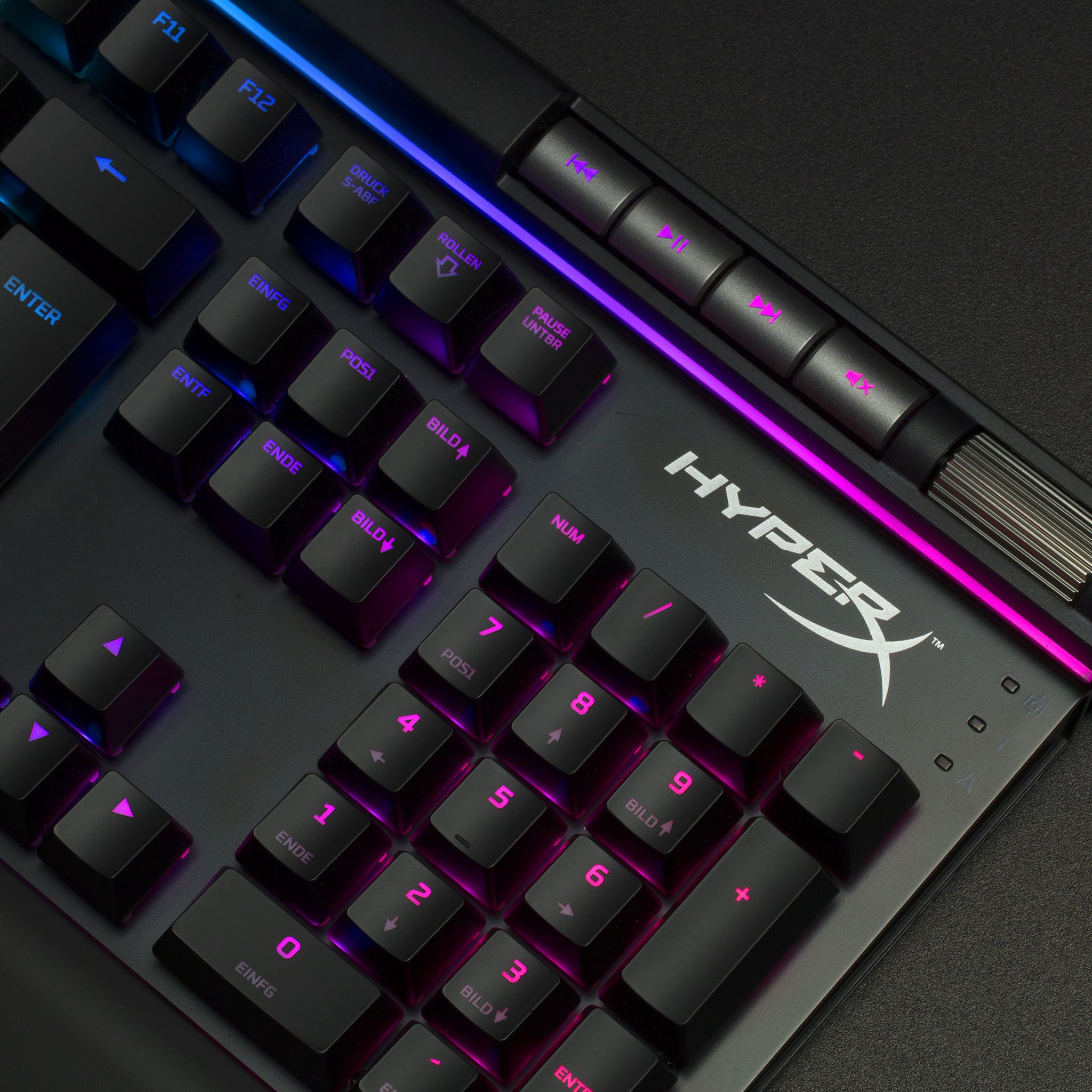 HYPERX Alloy Elite RGB-MX, Gaming Tastatur, Mechanisch, Cherry MX Blue, kabelgebunden, Schwarz