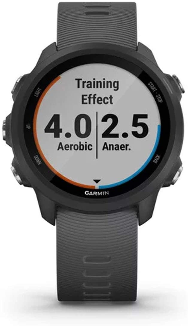 Reloj Garmin que muestra el efecto del entrenamiento. Niveles aeróbicos y anaeróbicos mostrados.