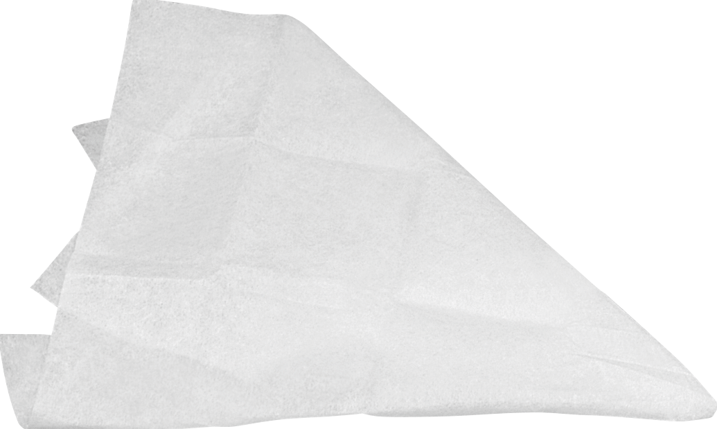 Weisses Papiertaschentuch, dreieckig gefaltet, vor schwarzem Hintergrund.