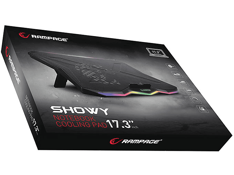 RAMPAGE AD-RC8 Show 180mm Fan 15-17 RGB Işıklı Laptop Soğutucu Stand Siyah_5