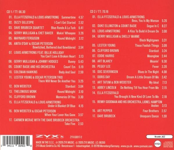 Rückseite einer CD mit Titellisten und Credits auf rotem Hintergrund.