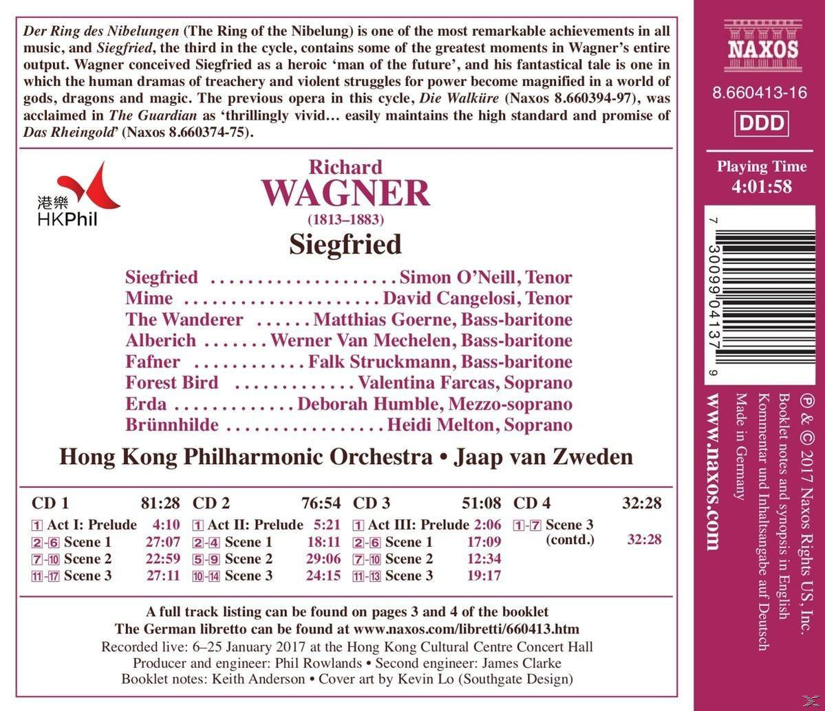 CD-Cover von Richard Wagners Oper Siegfried, mit Text und Albumdetails.