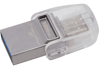 KINGSTON DTDuo3C USB-Stick, 128 GB, 100 MB/s, Alu
