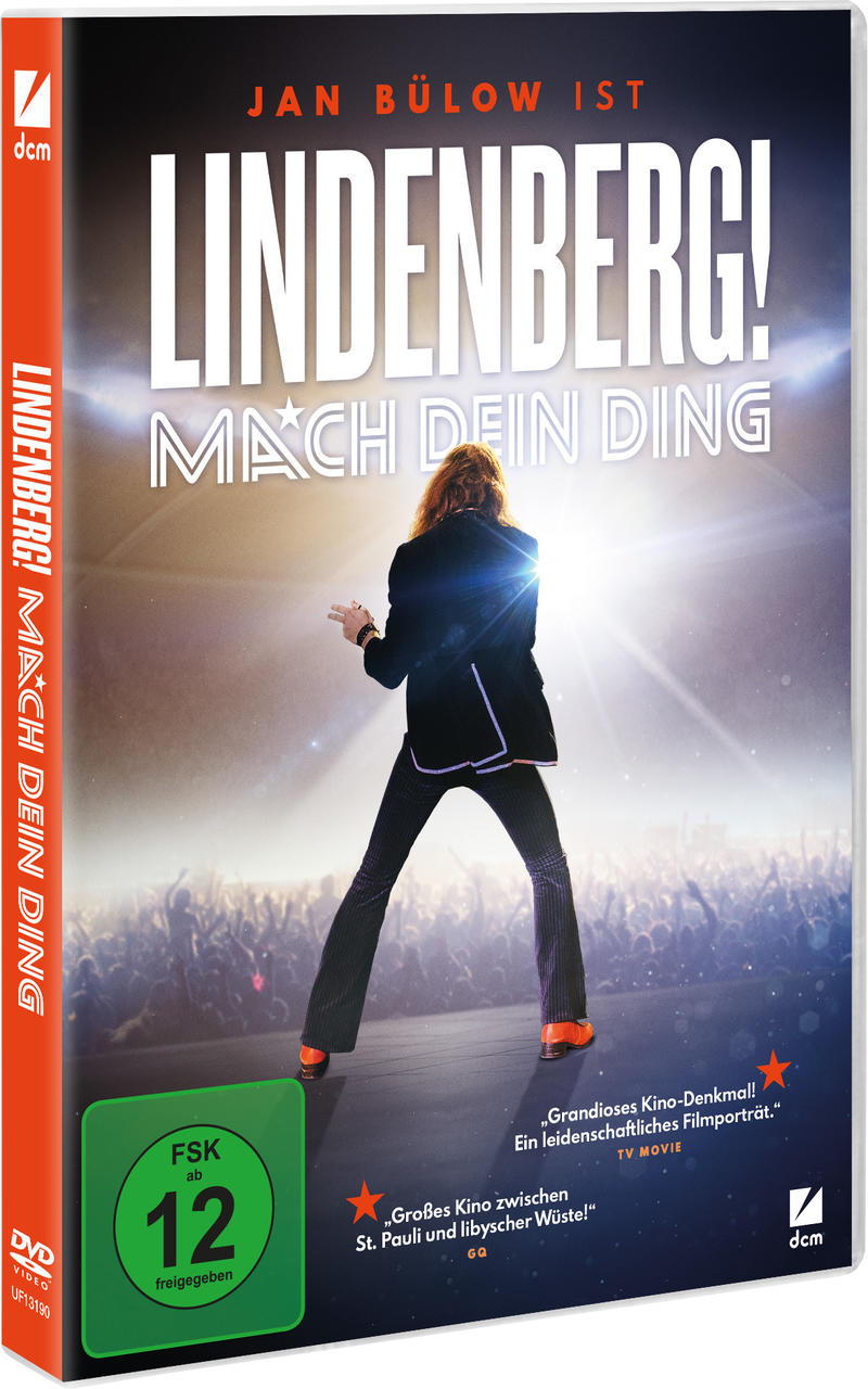 DVD-Cover des Films 'Lindenberg! Mach Dein Ding'. Ein Mann steht auf der Bühne, Publikum im Hintergrund.