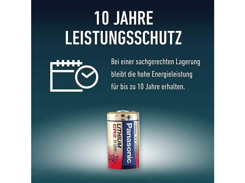 PANASONIC 2B222596 CR123A Batterie, Lithium Metall, 3 Volt