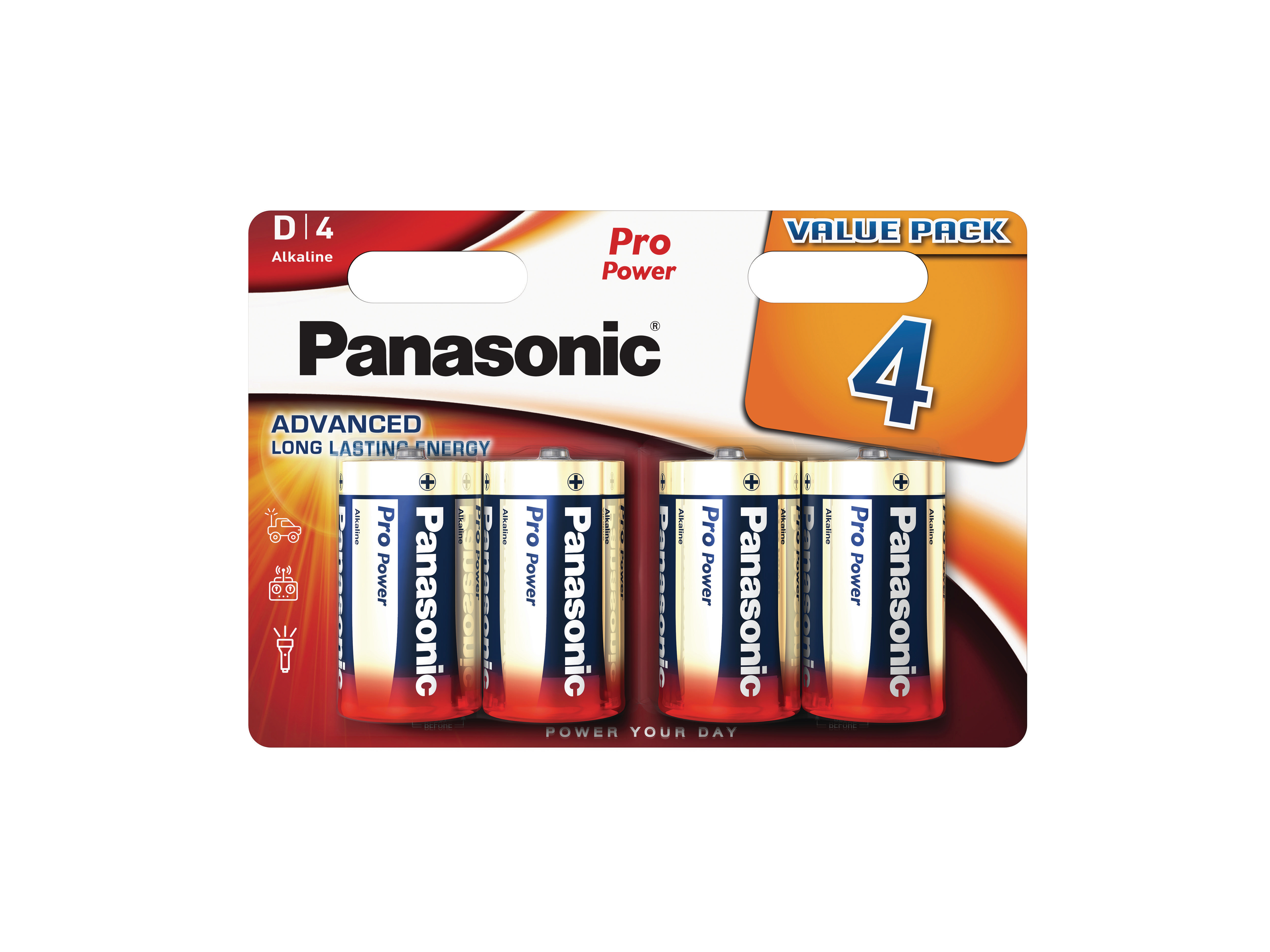 PANASONIC LR20PPG/4BW LR20 Batterien, 4 Stück Volt Alkaline, 1.5