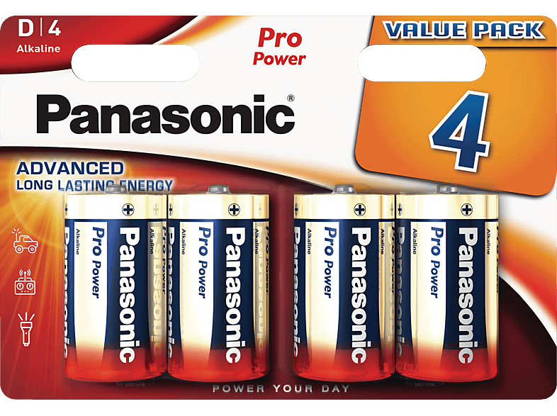 Batterien, 4 1.5 Stück LR20 Volt PANASONIC Alkaline, LR20PPG/4BW