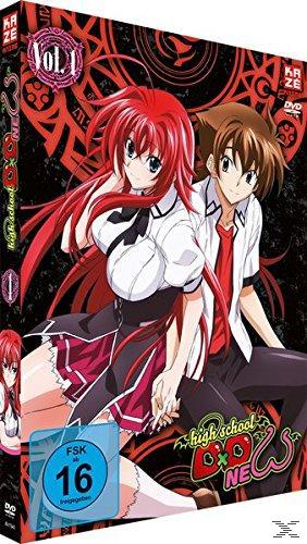 Anime-DVD-Box. Zwei Anime-Charaktere mit roten Haaren. High School DxD New Vol. 1.