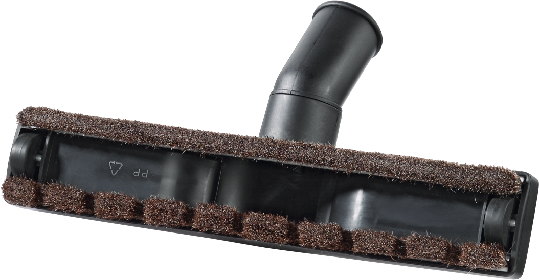 Une tête d'aspirateur noire avec une brosse.