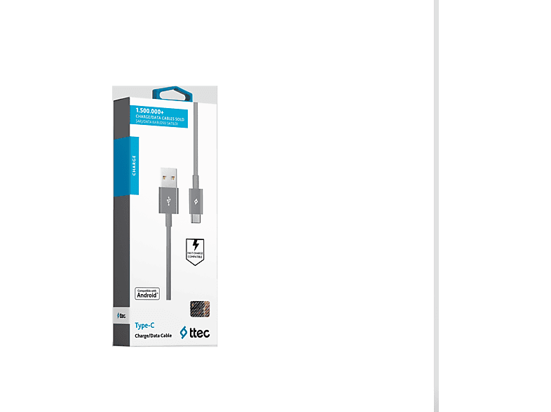 TTEC 2DK12GR  USB-A - USB-C Şarj Kablosu  Gri