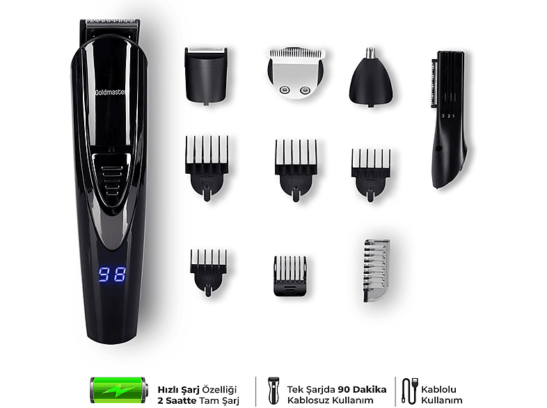 GOLDMASTER GM 8107 Sunset 10in1 Erkek Bakım Seti Siyah