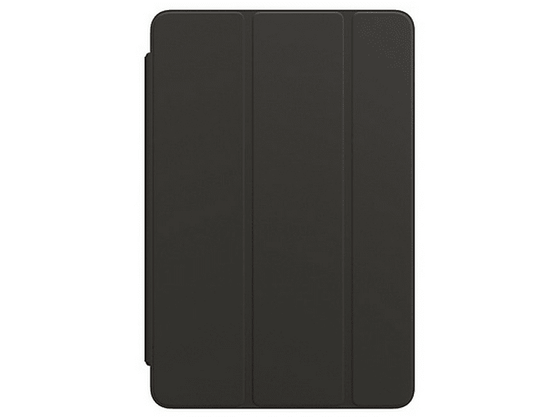 Funda negra para tableta, cerrada. Diseño vertical con acabado mate texturizado.