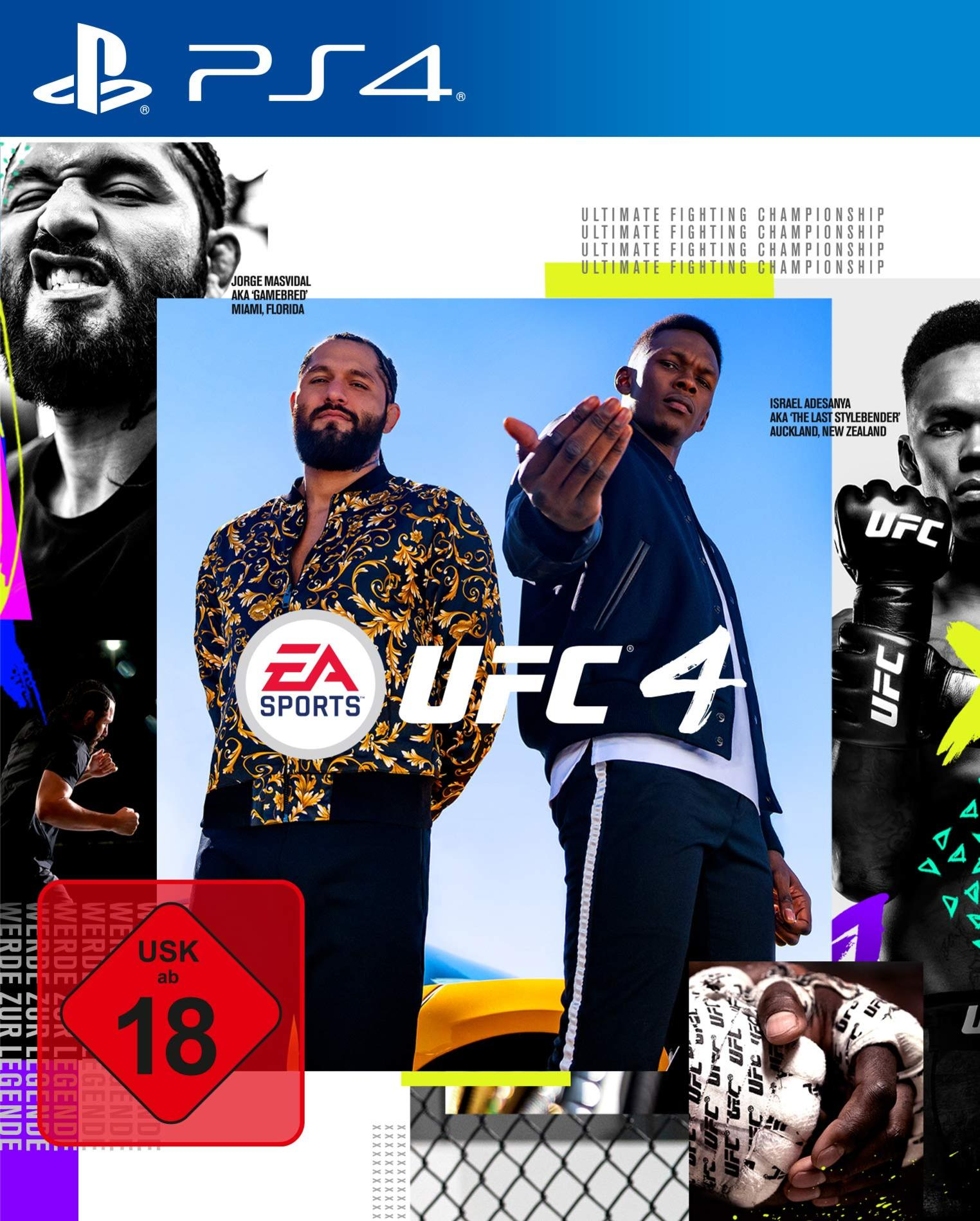 UFC 4 Spielcover mit zwei Kämpfern und einer USK 18-Bewertung.