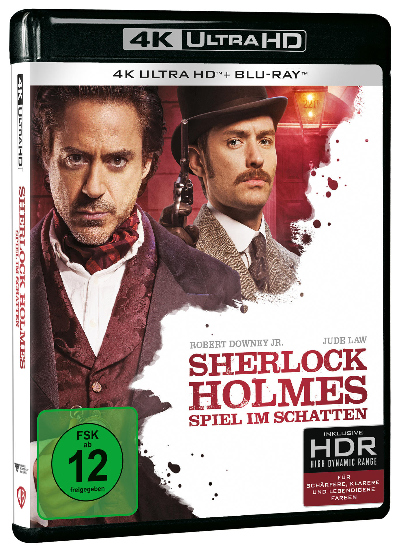 Eine Box für eine 4K Ultra HD Blu-ray des Films Sherlock Holmes.