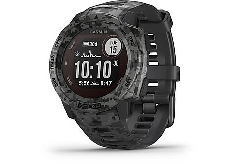 Reloj deportivo - Garmin Instinct Solar Camo, Camuflaje gris, 45 mm, 0.9", Carga solar, Bluetooth, ANT+