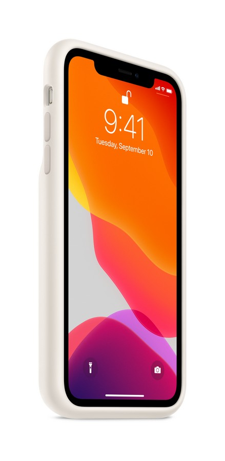 Funda batería - Apple Smart Battery Case para el iPhone 11, Exterior de silicona, Blanco suave