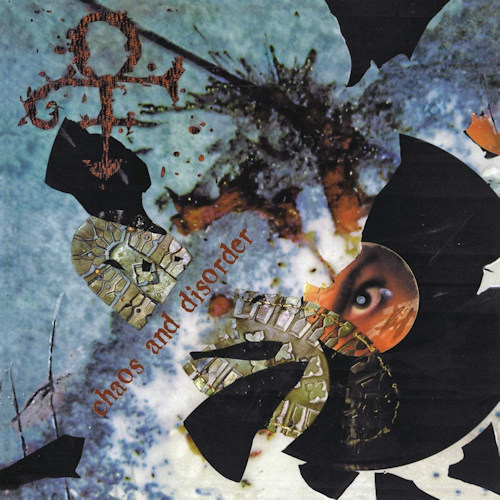 Pochette d'album avec de l'art abstrait avec un symbole Prince et du texte.