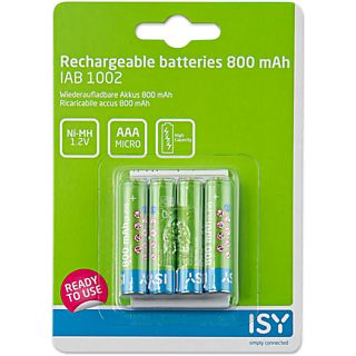 ISY Herlaadbare batterijen AAA 800 mAh 4 stuks (IAB-1002)