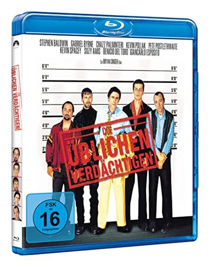 Blu-ray-Hülle des Films 'Die üblichen Verdächtigen' mit Schauspielern und deutschem Titel.